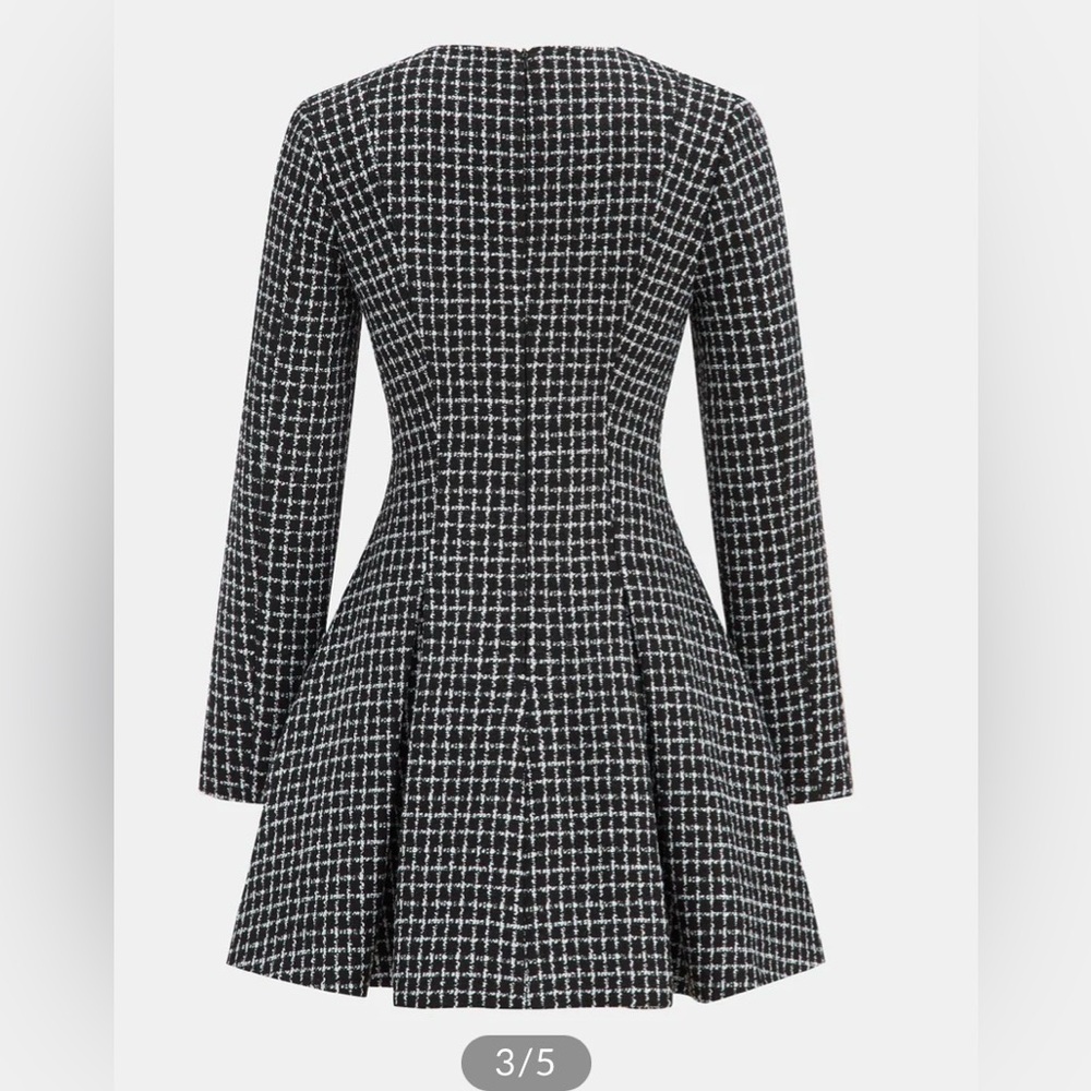 Commense plaid metal button a-line mini dress - Picture 3 of 9
